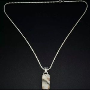 New Natural Stone Sterling Silver Necklace 20”